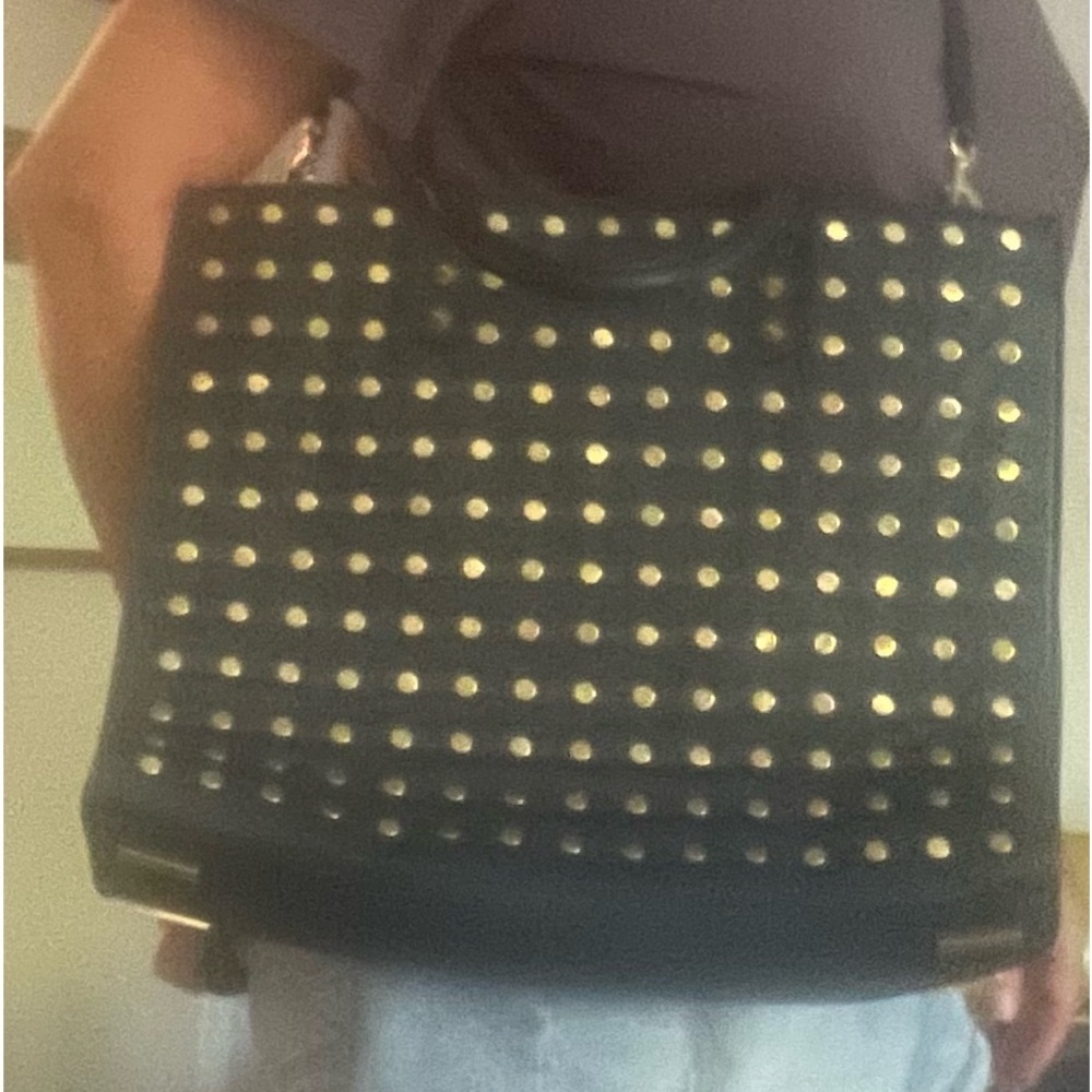 Rebecca Minkoff Black and Gold Studded Bag - Picture 2 of 10